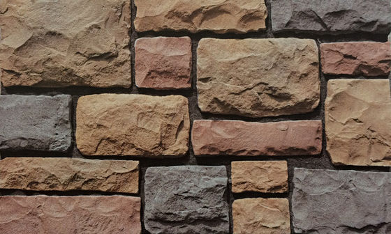 Fireproof Artificial Stone Veneer , 14mm Faux Stacked Stone Antique Limestone