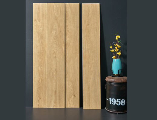 SGS 250mm Width Wooden Porcelain Tiles Beige Cream For Space Decoration 0.95cm