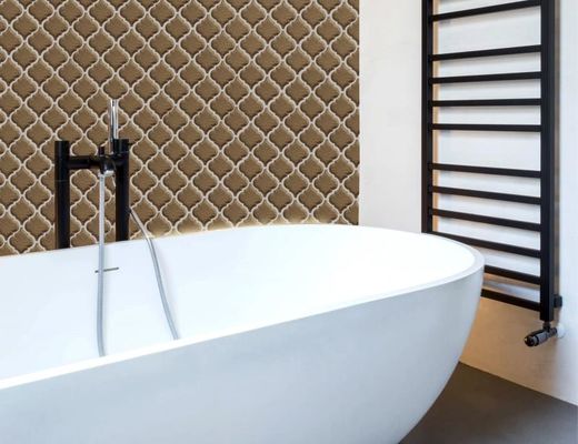 Brown Lantern Mosaic Glass Tile Matt 250x270mm Swimming Pool Decoration