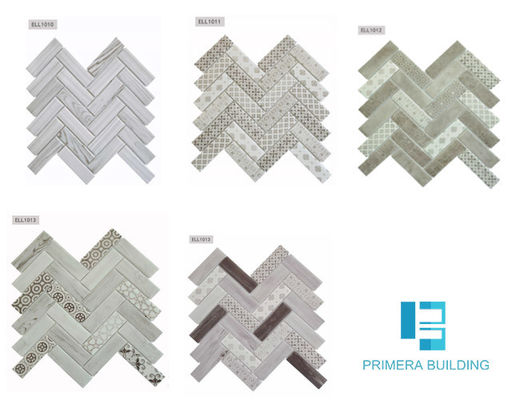 270x290mm SGS Decorative Mosaic Tiles Wooden Marble 6mm Thickness