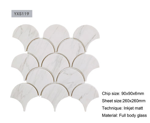 Fan Shaped Glass Mosaic Tiles 260x240mm Inkjet Matt Finish
