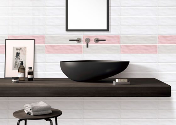 3''X12'' Ripple Surface Bathroom Wall Tiles Pink White Green