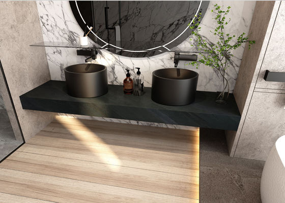 Black Desk Sintered Stone Slabs 800x2600mm Cupboard Surface Decor