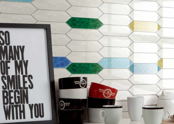 Ice Cracked Glazed Arrow Shaped Colorful Ceramic Tiles Background Wall Decoration