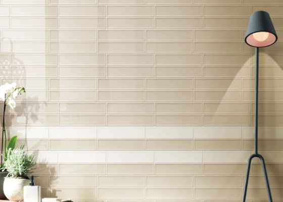 AAA Famliy Porcelain Wall Tiles 75x300mm White And Beige Color