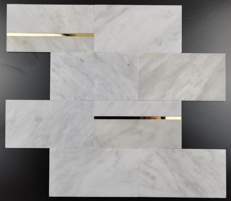 300x300x4mm Metal Natural Stone Mosaic Tile Blended Colors