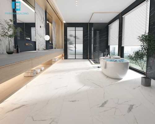 Click Spc Carrara Marble Vinyl Flooring Antislip Interlocking