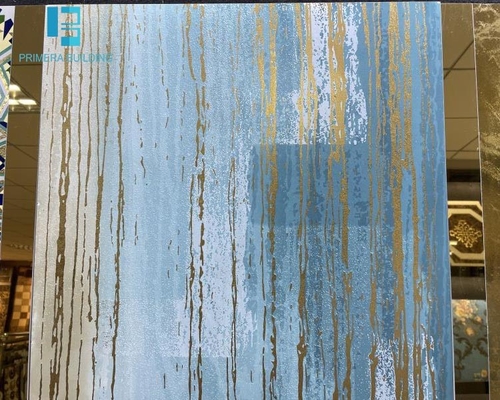Water Stone Fall Glossy Porcelain Tiles 24'X24' Anti Slip Bule Color Gold Line