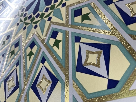 60x60cm Flower Gold Colour Floor Tiles Glazed Surface Colorful For Project Building